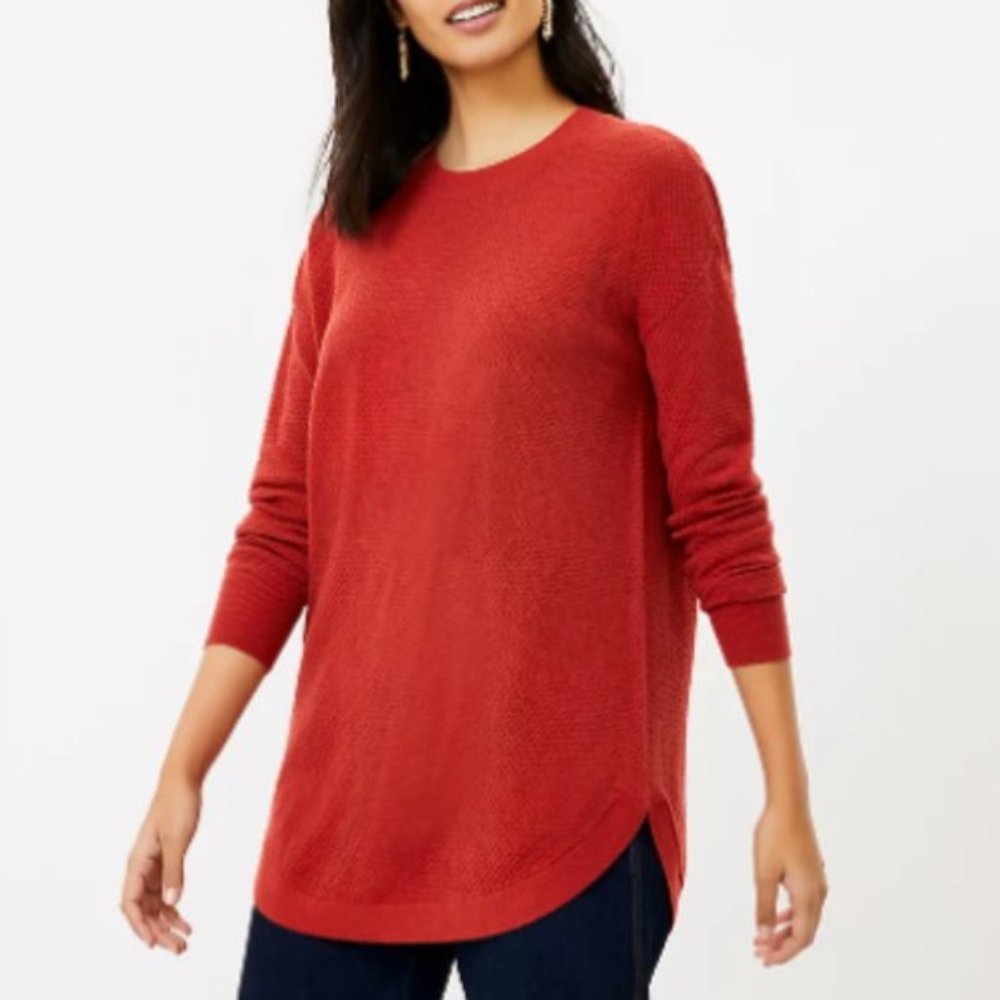 LOFT Red Dolman Tunic Sweater